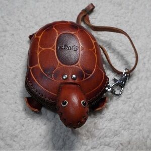 Brown Turtle Leather handmade Coin Purse or keychain bag